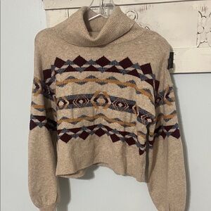 True Craft Multicolor Geometric Turtleneck Sweater